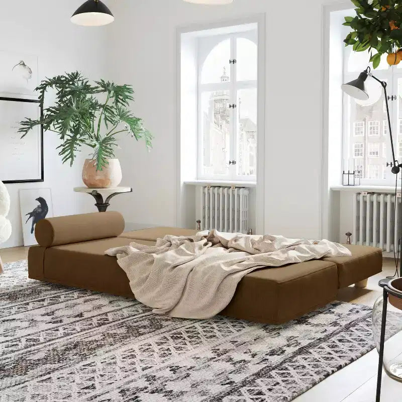 Ligbed / uitklapbaar queensize logeerbed - microfluweel