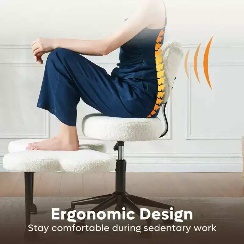 Pinmoco ergonomischer Bürostuhl mit gekreuzten Beinen, höhenverstellbarer Meditationsstuhl, um 360° drehbar, mit Lendenstütze, Arbeits- und Bürostuhl, ADHD-Stuhl