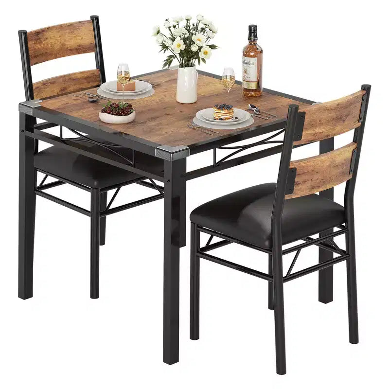 Ensemble de table à manger pour 4 personnes, avec 4 chaises rembourrées, ensemble de 5 pièces en bois pour la cuisine ou la salle à manger avec protège-coins, pour cuisine, appartement et petit espace