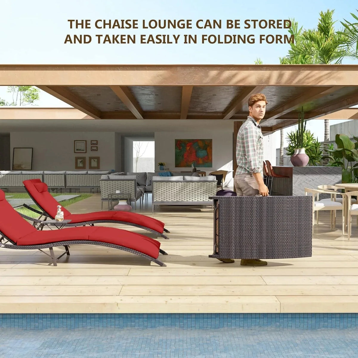 Kullavik 3-teiliges Outdoor-Lounge-Set mit Liegestühlen
