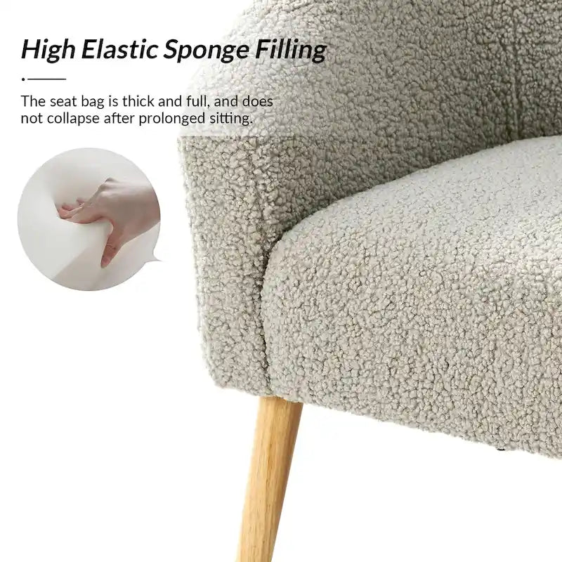 Sheila Modern 30 W Boucle Armchair with Solid Wood Legs Set of 2 by HULALA HOME