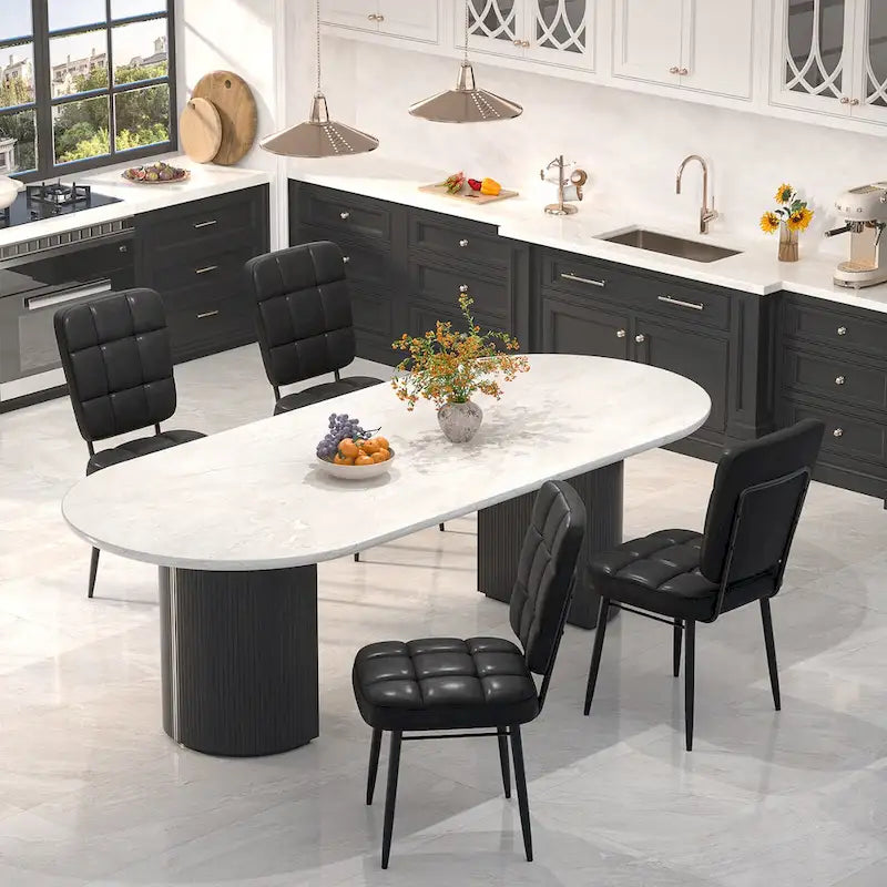 Moderne eetkamerstoelen, set van 2/4/6/8, gestoffeerde keukenstoelen met dikke zitting voor de eetkamer