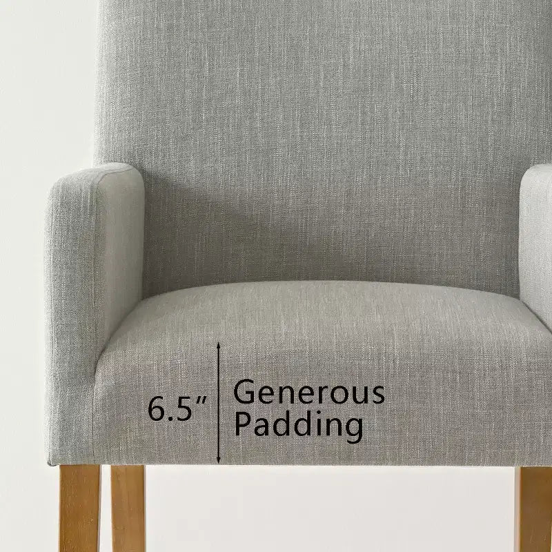 Set van 6 gestoffeerde eetkamerstoelen met armleuningen, moderne linnen fauteuils met houten poten, accentstoelen voor de eetkamer en woonkamer - Panipeachy