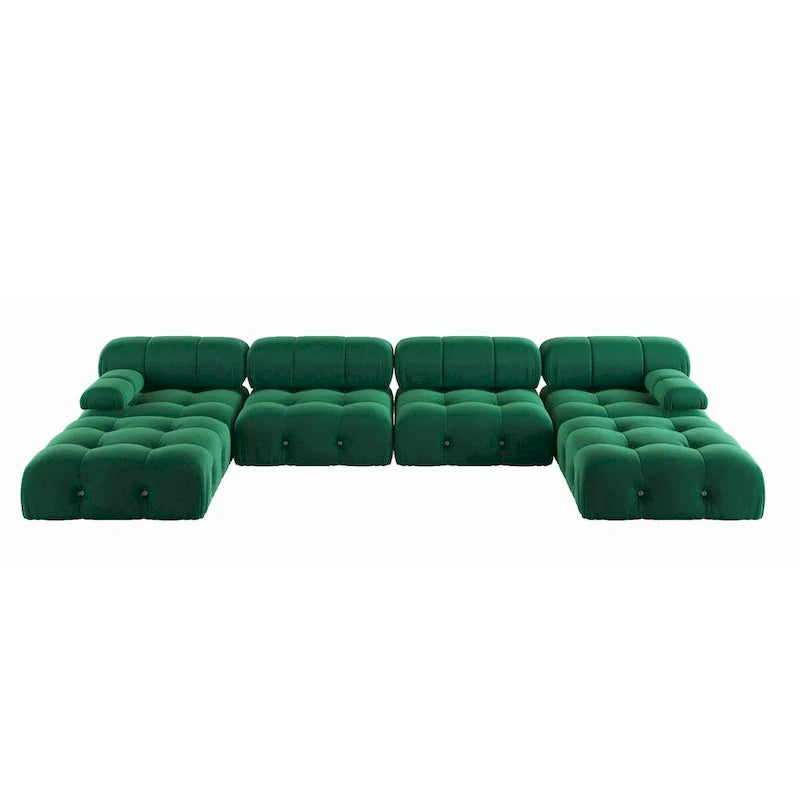 138  ombouwbare modulaire hoekbank, U-vormige minimalistische fluwelen banken