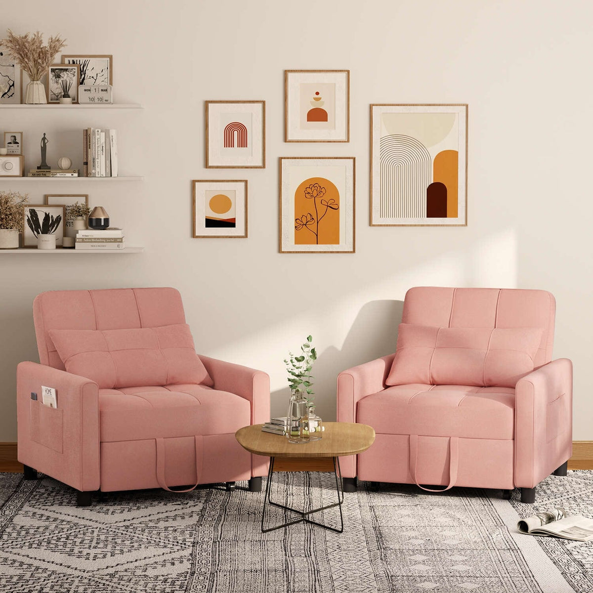3-in-1-Schlafsofa mit verstellbarer Liegefläche, ausziehbares Sesselsofa, umwandelbares Klappbett fürs Wohnzimmer