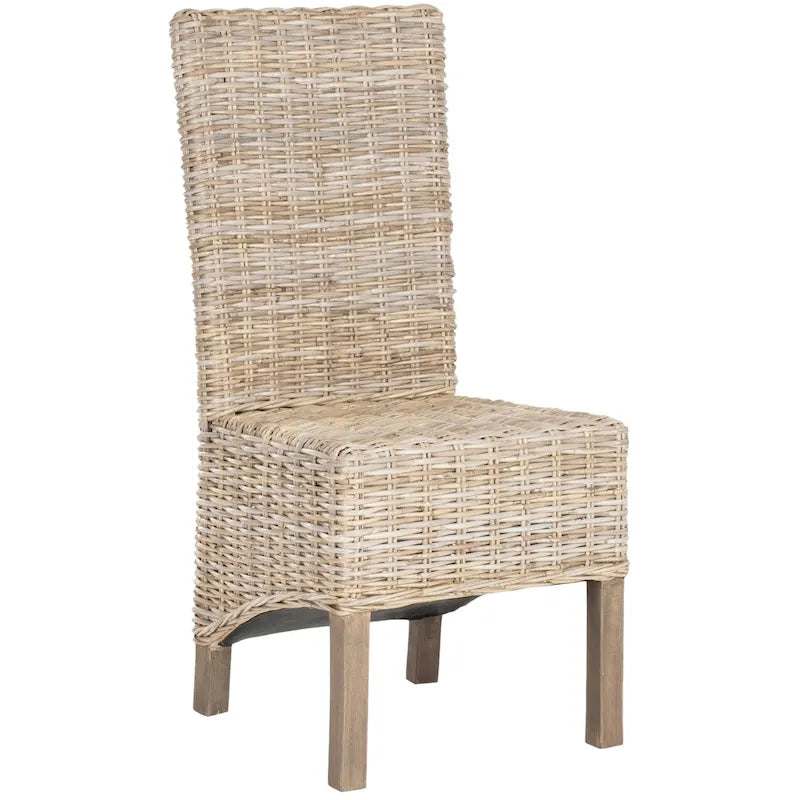 Set aus 2 Esszimmerstühlen aus naturbelassenem Rattan, 19W x 22D x 41H, Boho-Küstenstil