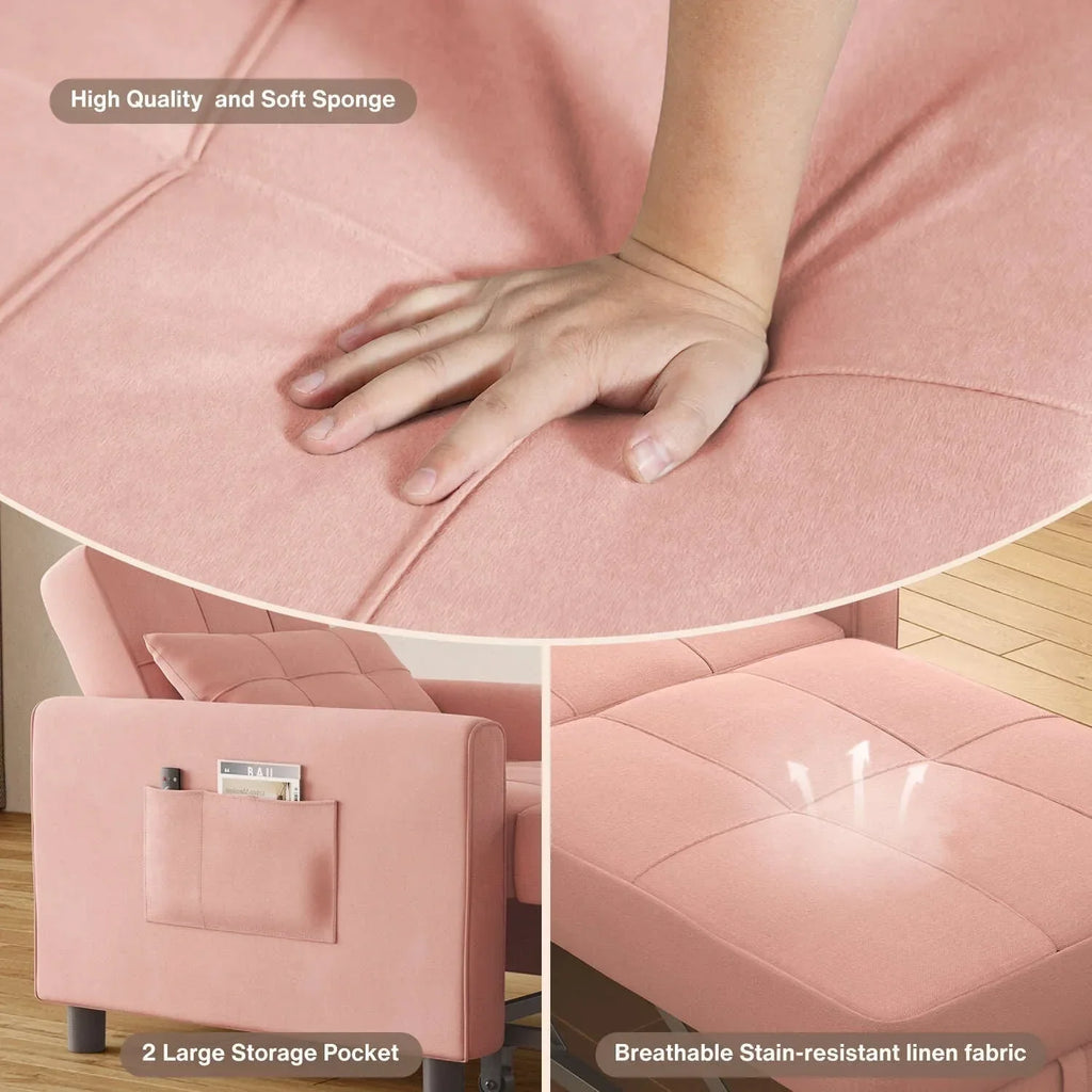 3-in-1-Schlafsofa mit verstellbarer Liegefläche, ausziehbares Sesselsofa, umwandelbares Klappbett fürs Wohnzimmer