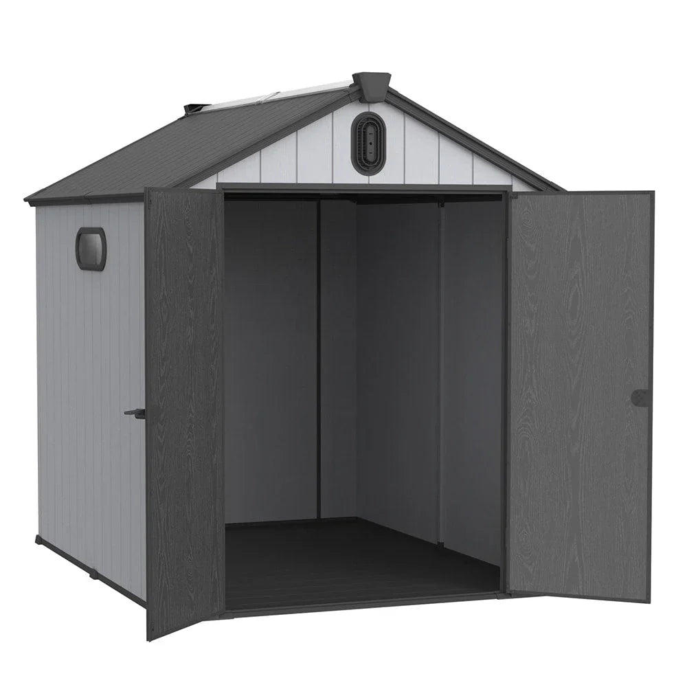 Abri de rangement extérieur en résine et plastique, tous temps, avec plancher, 6 ft x 4 ft/6 ft x 8 ft/8 ft x 6 ft/8 ft x 10 ft, abri à outils Spire