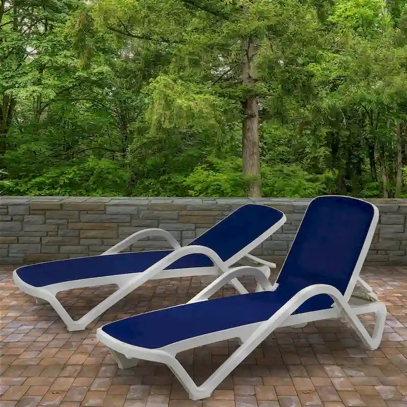 Plymouth Collection Allwetter-Sonnenliege mit Textilbespannung, 2er-Set - 77 Zoll