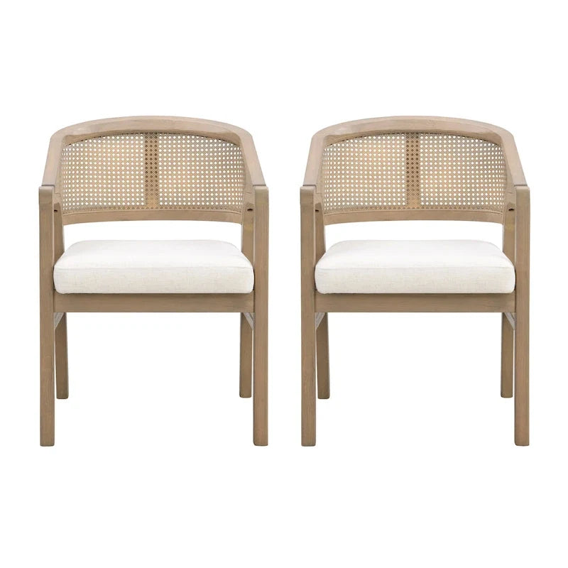 Christopher Knight Home - Esszimmerstuhl mit Rohrgeflecht und Polster (2er-Set)