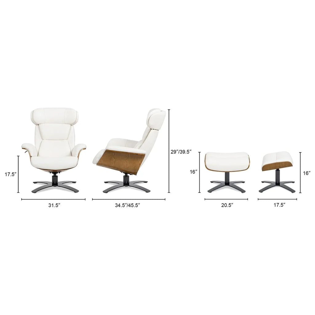 Jovan 31.5 Relaxsessel aus echtem Leder mit Hocker