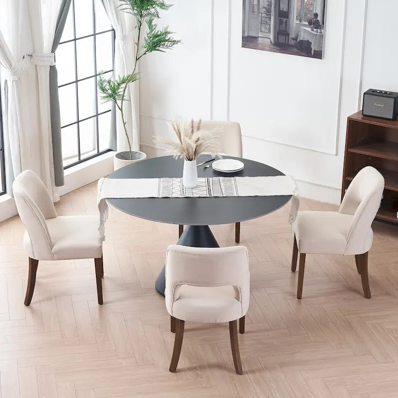 Set van 4 eetkamerstoelen met stoffen bekleding