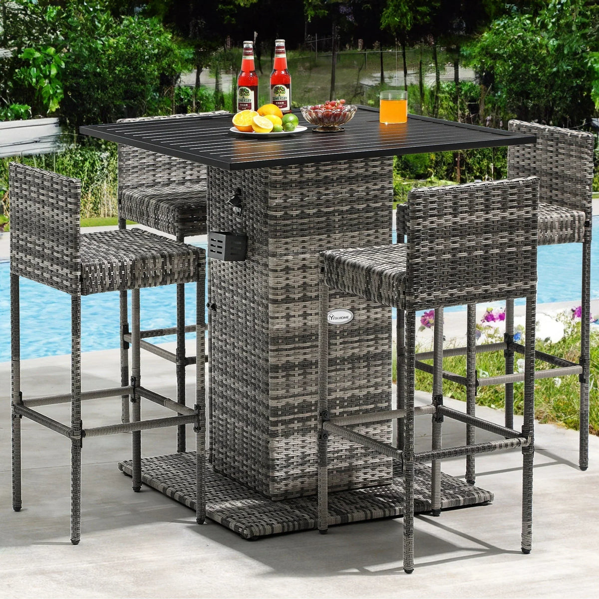 Moasis 5-teiliges Gartenmöbel-Set aus Korbgeflecht mit Bartisch - 5 PCS