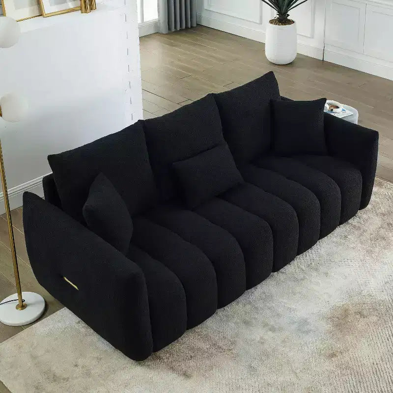 GDFStudio Alanna moderne 3-zitsbank van teddy-stof met kussens, 79.5