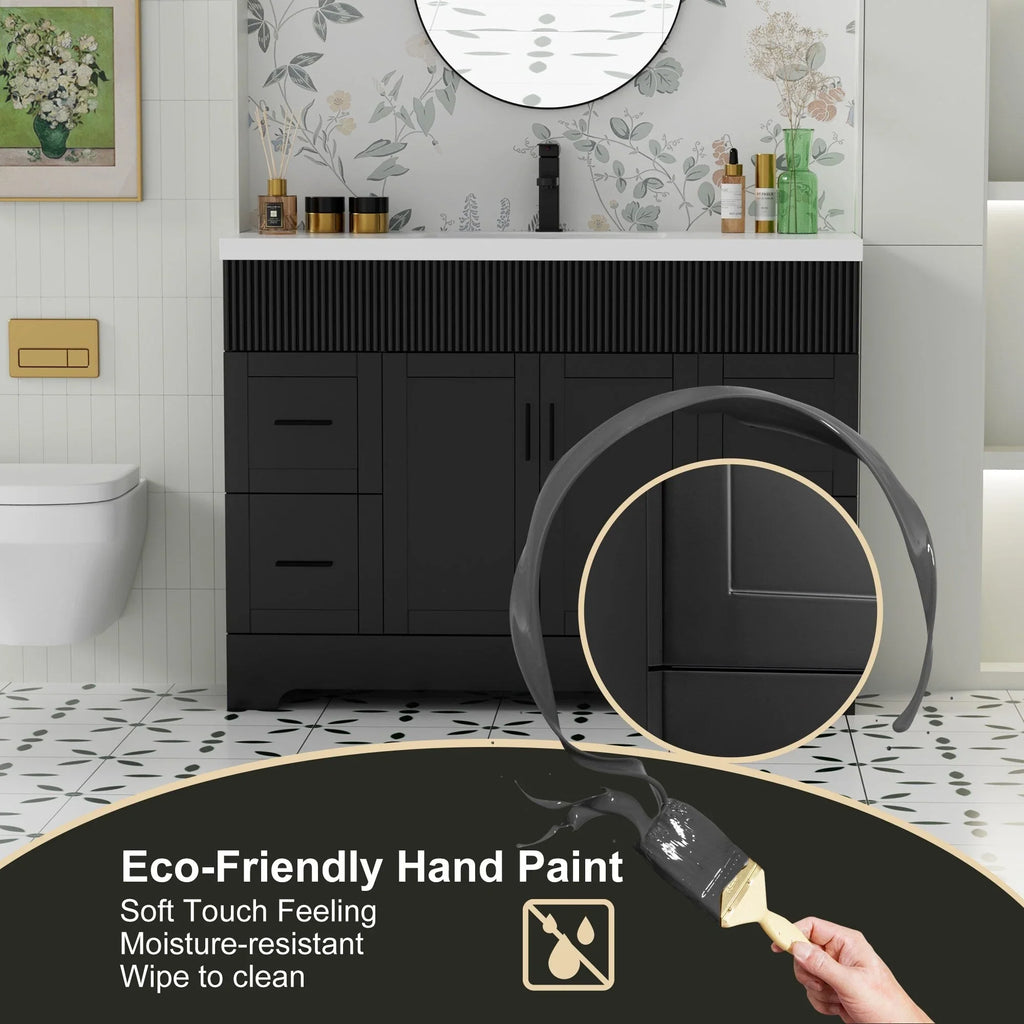 Ensemble meuble-lavabo de salle de bain Wavy Line 30/36/48 avec lavabo et robinet