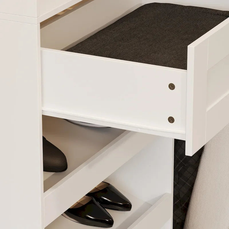Hoekkledingkast met 2 kledingstangen, broekenrek en schoenenopberger