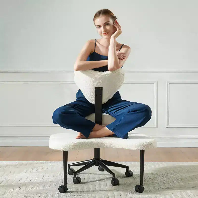 Pinmoco ergonomischer Bürostuhl mit gekreuzten Beinen, höhenverstellbarer Meditationsstuhl, um 360° drehbar, mit Lendenstütze, Arbeits- und Bürostuhl, ADHD-Stuhl