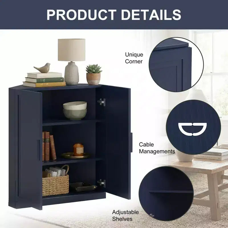 Dovelina hoekvitrinekast met verstelbare planken, dressoir, buffetkast, wijnkast, keuken- en eetkamerkast met houten deuren - 31H x 31W, 36H x 31W