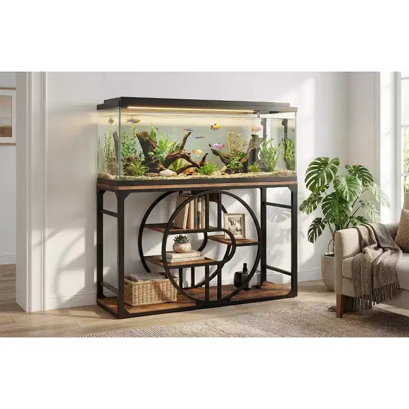 Support métallique pour aquarium de 55-75 gallons, robuste avec meuble de rangement, à plusieurs niveaux et avec pieds renforcés, convient