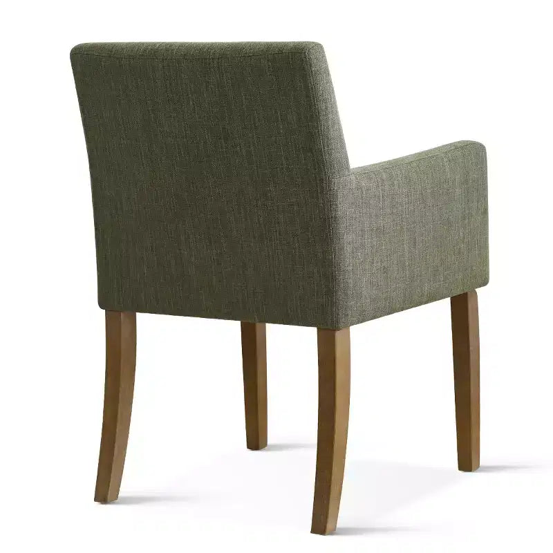 Set van 6 gestoffeerde eetkamerstoelen met armleuningen, moderne linnen fauteuils met houten poten, accentstoelen voor de eetkamer en woonkamer - Panipeachy