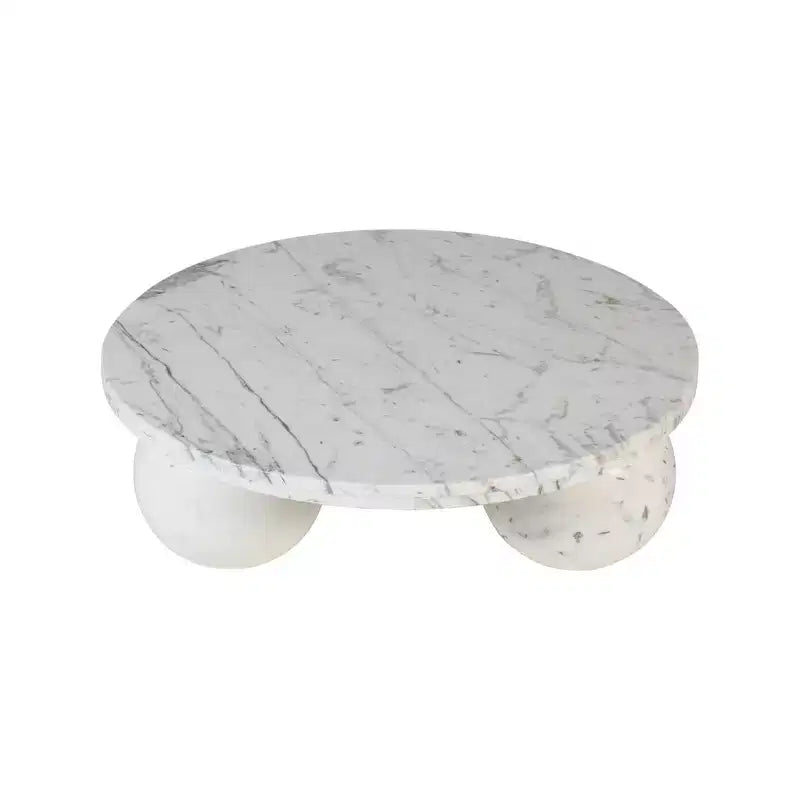 Round Marble Coffee Table with Sphere Legs, Multicolor, Seats 4??