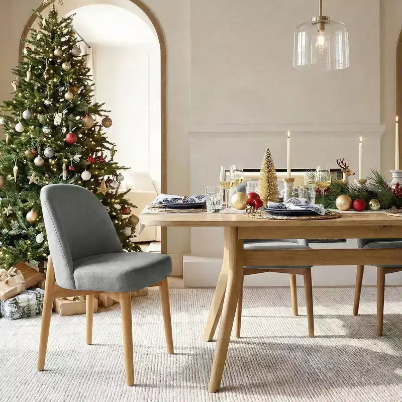 9-teiliges Esszimmer-Set für 8 Personen, ausziehbarer Tisch mit Säulengestell und gepolsterten Stühlen mit Massivholzbeinen-Panipeachy
