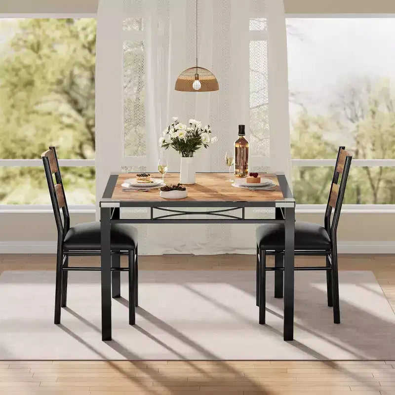 Ensemble de table à manger pour 4 personnes, avec 4 chaises rembourrées, ensemble de 5 pièces en bois pour la cuisine ou la salle à manger avec protège-coins, pour cuisine, appartement et petit espace