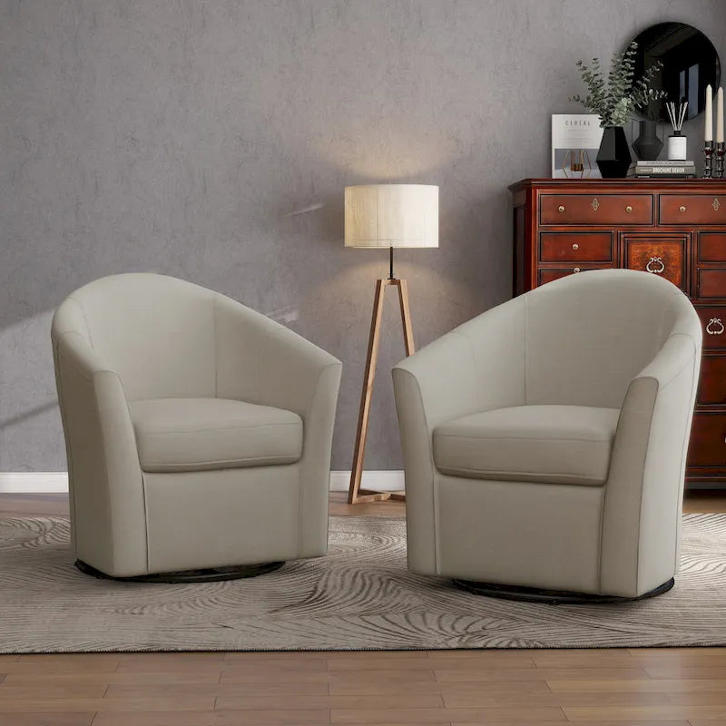 Set aus 2 modernen gepolsterten Dreh-Clubsesseln als Akzentstühle fürs Wohnzimmer