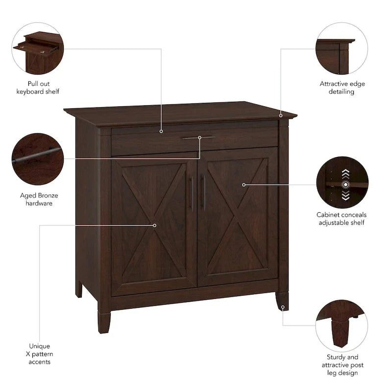 Key West secretaire met opbergkast van Bush Furniture