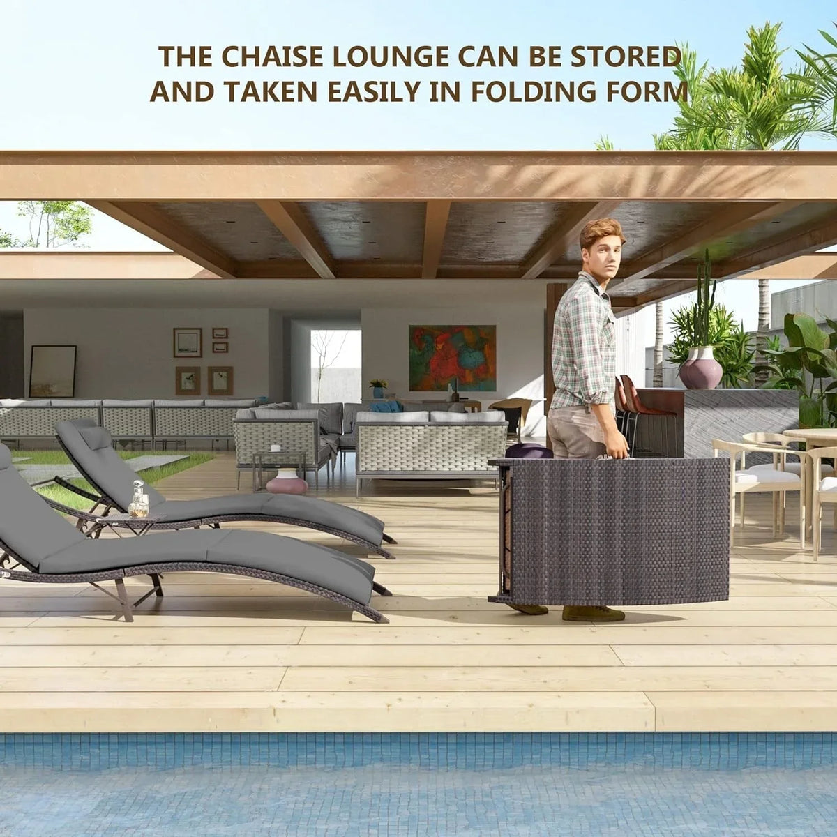 Kullavik 3-teiliges Outdoor-Lounge-Set mit Liegestühlen