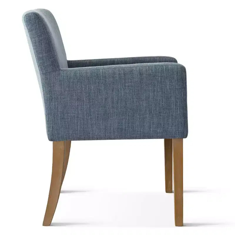 Set van 6 gestoffeerde eetkamerstoelen met armleuningen, moderne linnen fauteuils met houten poten, accentstoelen voor de eetkamer en woonkamer - Panipeachy