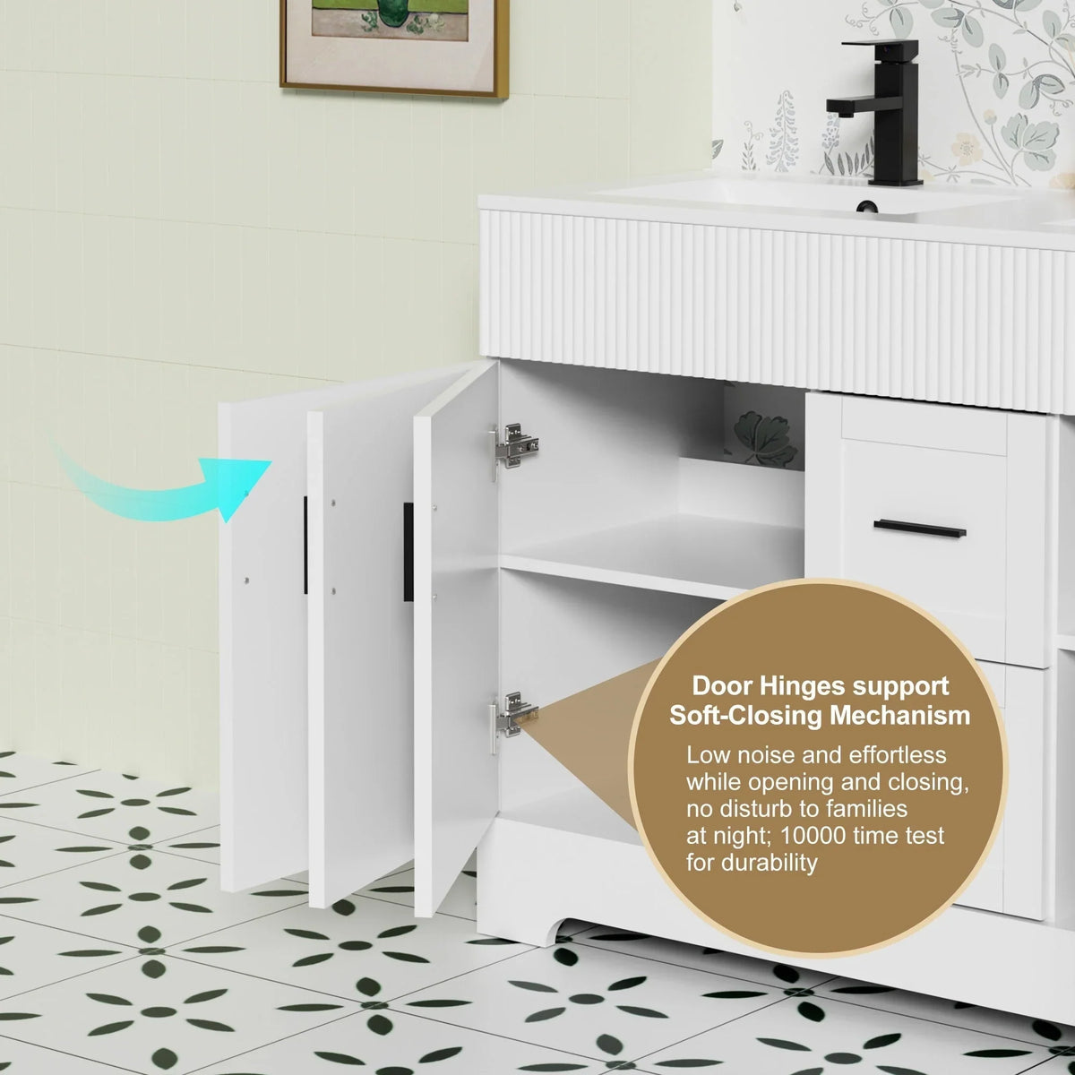 Ensemble meuble-lavabo de salle de bain Wavy Line 30/36/48 avec lavabo et robinet