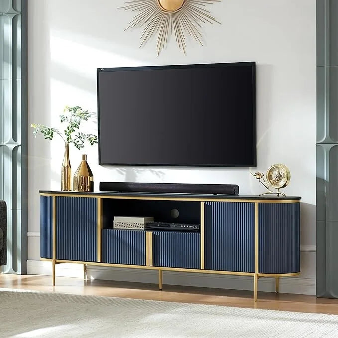 Moderner Luxus-TV-Schrank, Entertainment-Center mit Kunstmarmorplatte