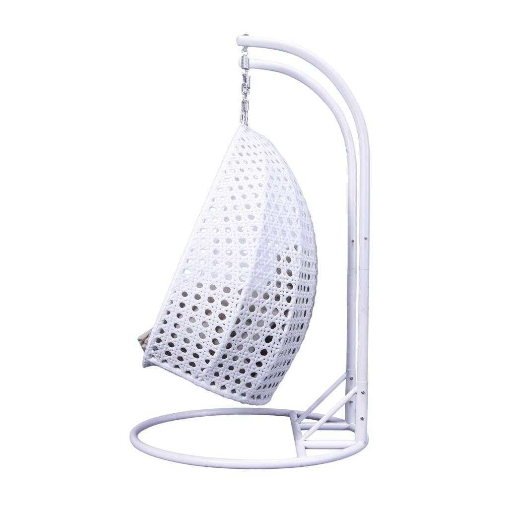 Fauteuil œuf suspendu 2 places LeisureMod avec support - fauteuil hamac balançoire de patio en osier de rotin pour l’extérieur et l’intérieur, avec coussins