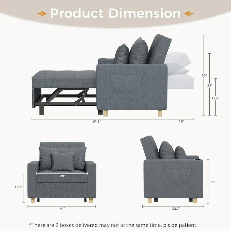 Verstellbarer Schlafsessel, 3-in-1-Funktion, verschiedene Farben, für 1 Person