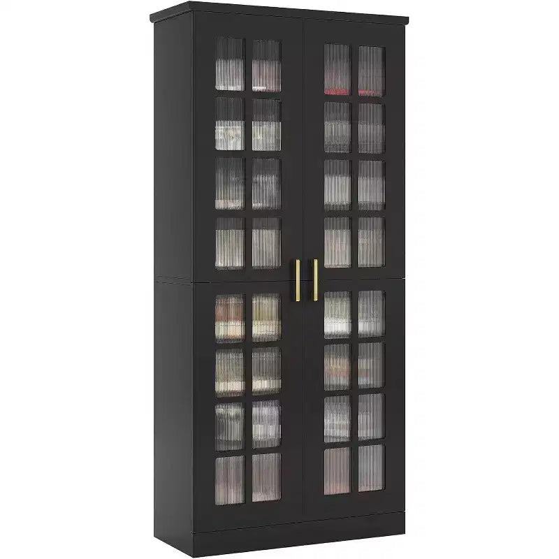 Hoge schoenenkast van Lantine met deuren, schoenenopbergruimte met 8 niveaus en verstelbare planken, moderne schoenenkast voor hal, kledingkast of woonkamer, wit