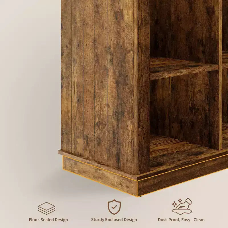 Bibliothèque de rangement à 8 casiers, style champêtre, modèle horizontal, bibliothèque en bois de 62 pouces pour entrée, longues bibliothèques basses pour salon