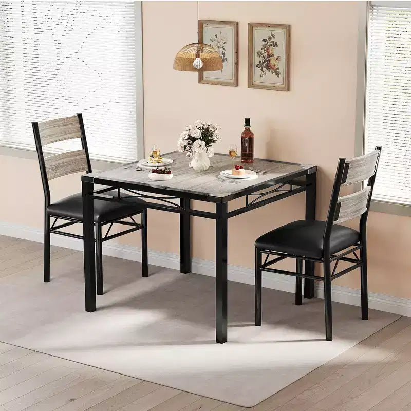 Ensemble de table à manger pour 4 personnes, avec 4 chaises rembourrées, ensemble de 5 pièces en bois pour la cuisine ou la salle à manger avec protège-coins, pour cuisine, appartement et petit espace