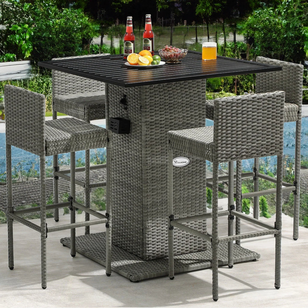 Moasis 5-teiliges Gartenmöbel-Set aus Korbgeflecht mit Bartisch - 5 PCS