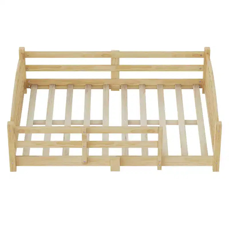 Luxystar Montessori-Bett in Full-Size mit niedrigem Profil, Sicherheitsgittern und Kopfteil