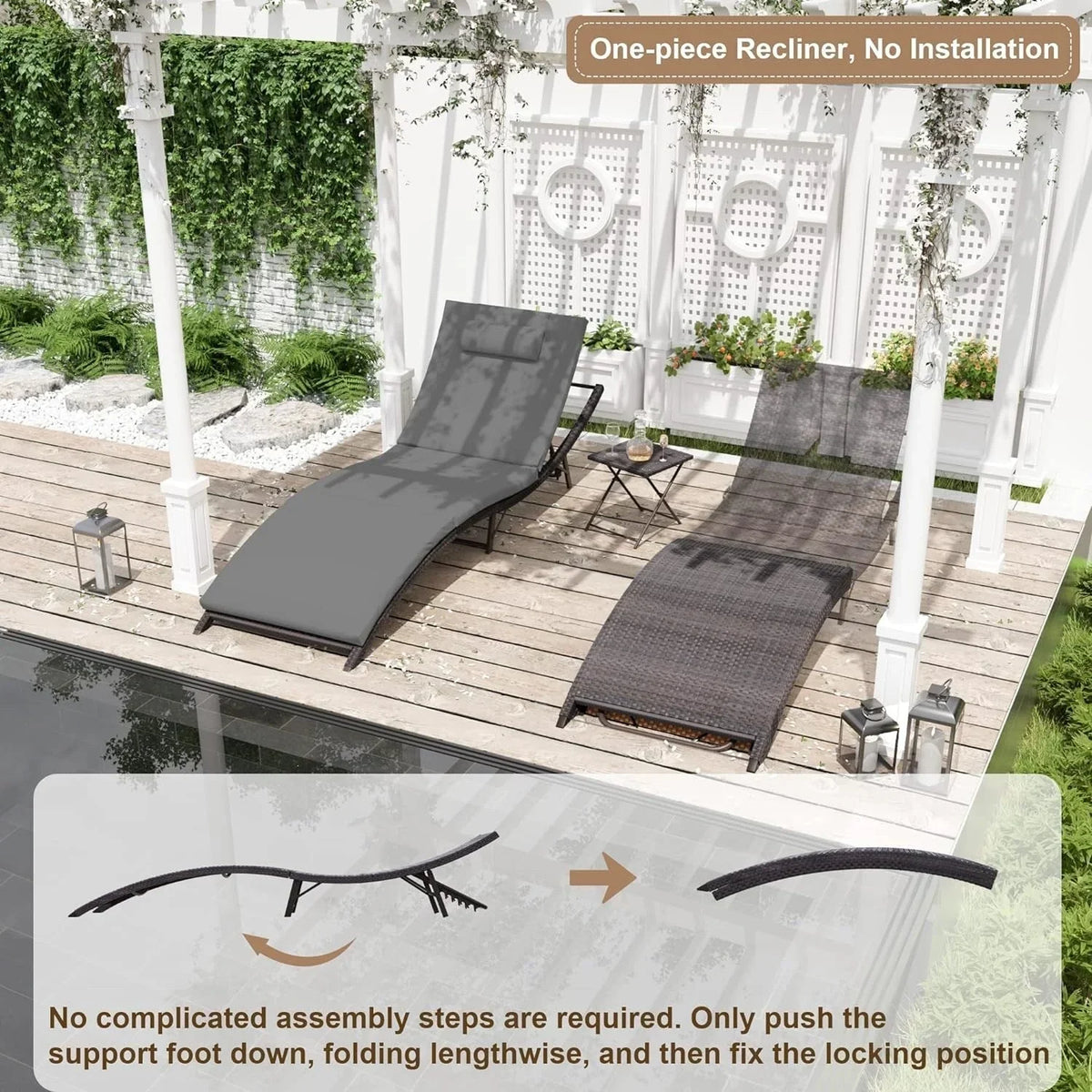 Kullavik 3-teiliges Outdoor-Lounge-Set mit Liegestühlen