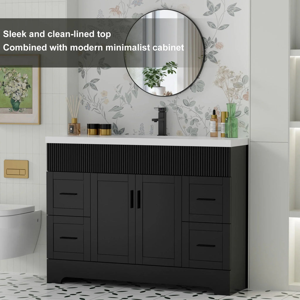 Ensemble meuble-lavabo de salle de bain Wavy Line 30/36/48 avec lavabo et robinet