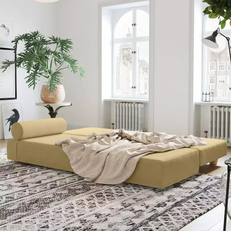 Ligbed / uitklapbaar queensize logeerbed - microfluweel