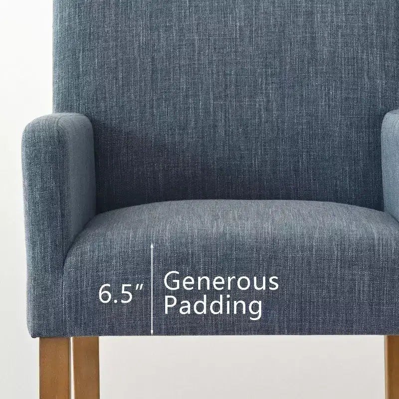 Set van 6 gestoffeerde eetkamerstoelen met armleuningen, moderne linnen fauteuils met houten poten, accentstoelen voor de eetkamer en woonkamer - Panipeachy