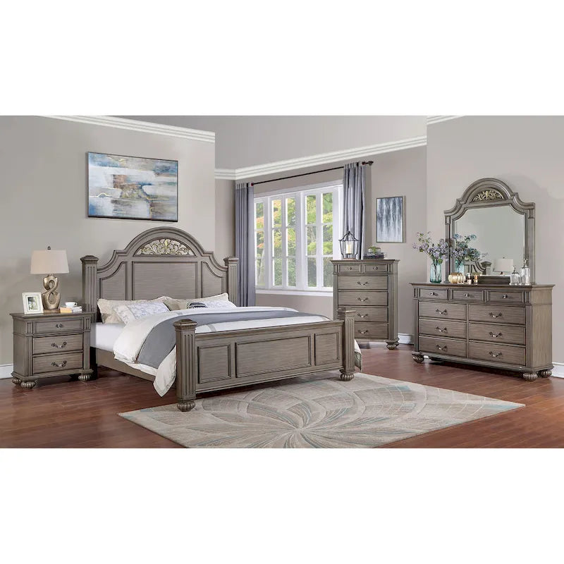 Traditionele Vame-set van 2 meubels: ladekast met 9 laden en spiegel, van Furniture of America
