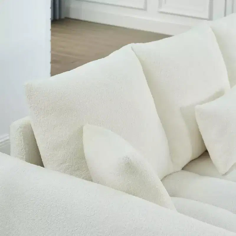 GDFStudio Alanna moderne 3-zitsbank van teddy-stof met kussens, 79.5