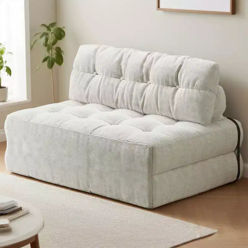Klappbares Schlafsofa-Futon aus Cord in voller Größe, umwandelbarer Bodenschlafsessel mit Kissen und Rückenstütze