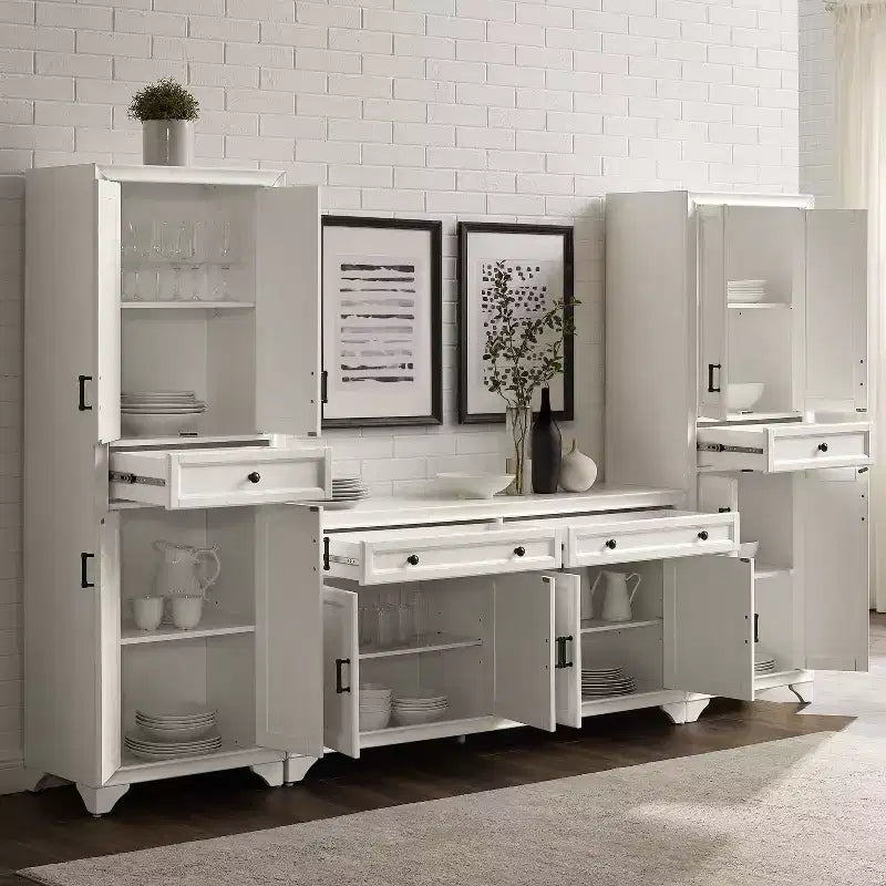 3-teiliges Tara-Sideboard- und Vorratsschrank-Set im Used-Look - Crosley