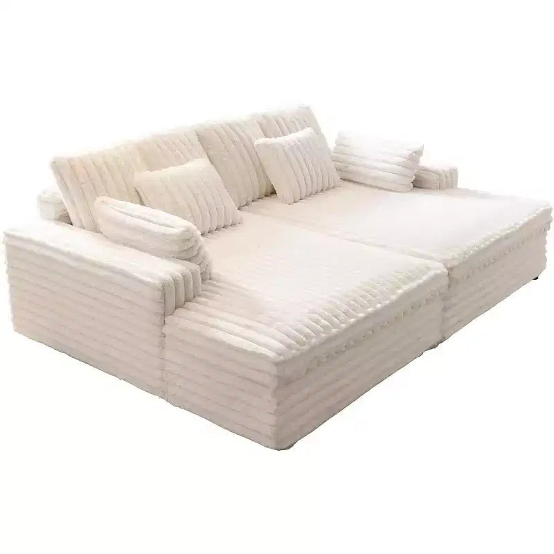AMERLIFE 93 Doppelliege-Sofa für zwei Personen, tiefes Cloud-Sofa mit Lendenkissen und breiten Armlehnen, einfacher Aufbau, Kunstfell