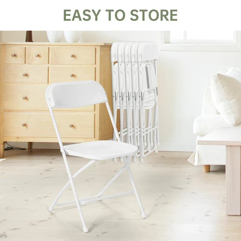 Lot de 10 chaises pliantes en plastique, capacité de 350lb, pour événements, bureaux, mariages, fêtes, pique-niques, cuisines et repas